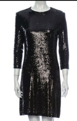 Tory Burch Black Sequins Sleeve Cocktail Black Tie Dress XSmall Designer |  eBay