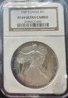 1989-S American Silver Eagle Proof NGC PF69 Ultra Cameo - Blue Crescent Toning