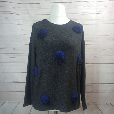  ZARA Woman graues Oberteil/Pullover mit Bommelärmeln - Größe Eur M - top