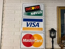 1970S VINTAGE VISA MASTERCARD DISCOVER Double Sided aluminum Flange SIGN