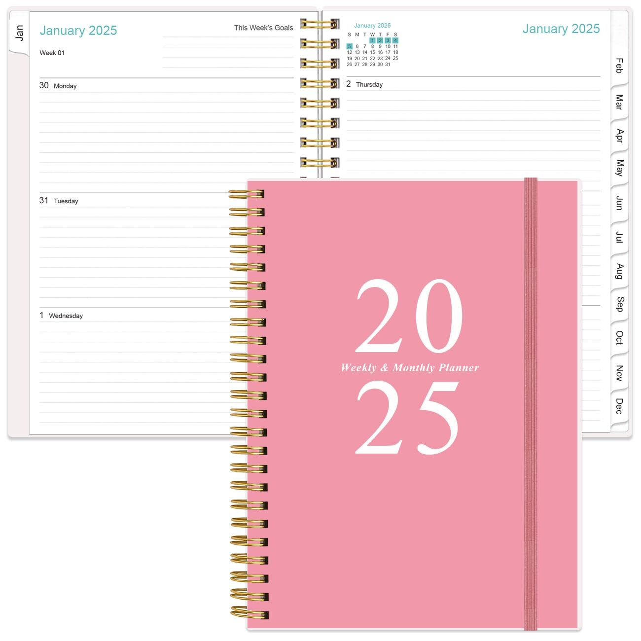 2025 Planner - Weekly & Monthly Planner Spiral Bound Planner 2025 from Januar...