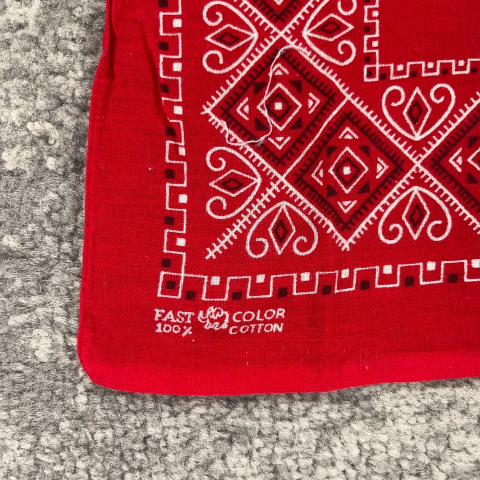 Vintage Fast Color Bandana Red Elephant Trunk Up 60s 70s Selvedge Cowboy Western - Image 2 of 4
