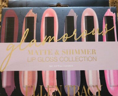 ELLEN TRACY GLAMOROUS LIP GLOSS COLLECTION 6 BEAUTIFUL MATTE & SHIMMER SHADES 