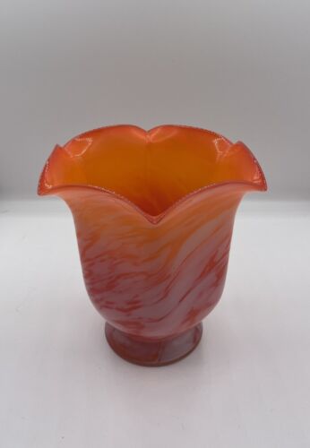 Art Glass Handkerchief Vase Red White Vintage Vase - Picture 1 of 6