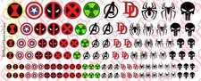 Decals: Marvel Character logos - Waterslide Decals Various Sizes