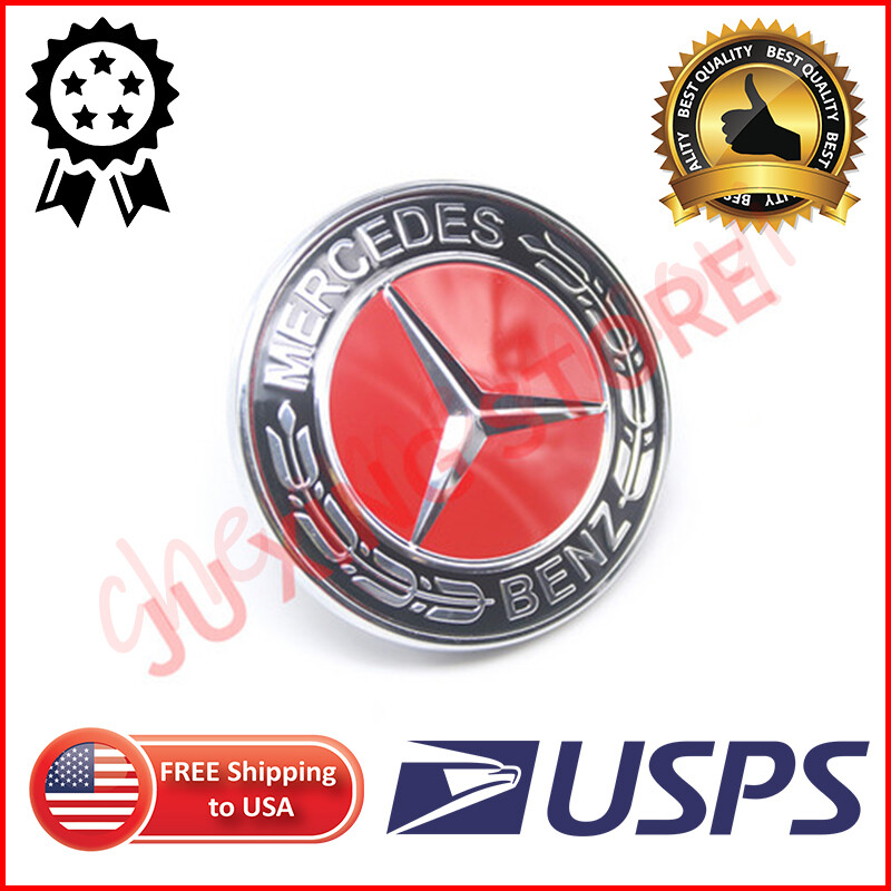 AMG RED BLACK MERCEDES-BENZ Flat Laurel Wreath BADGE BONNET EMBLEM A0008171701