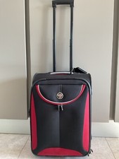 ANTLER 2 Wheel Expandable CABIN BAG SUITCASE Soft Shell BLACK RED Canvas Vintage