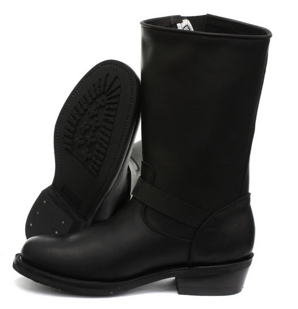 Grinders New Rebel Black Unisex Smooth Sole Leather Western Bikers High