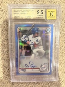 Andy Pages 2020 Bowman Chrome 1st Sapphire Edition Auto BGS 9.5/10 CPAAP Dodgers