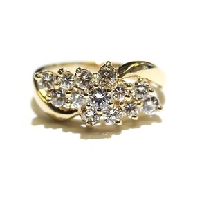 14k yellow gold .92ct VS H diamond cluster ring 3.9g estate vintage 5