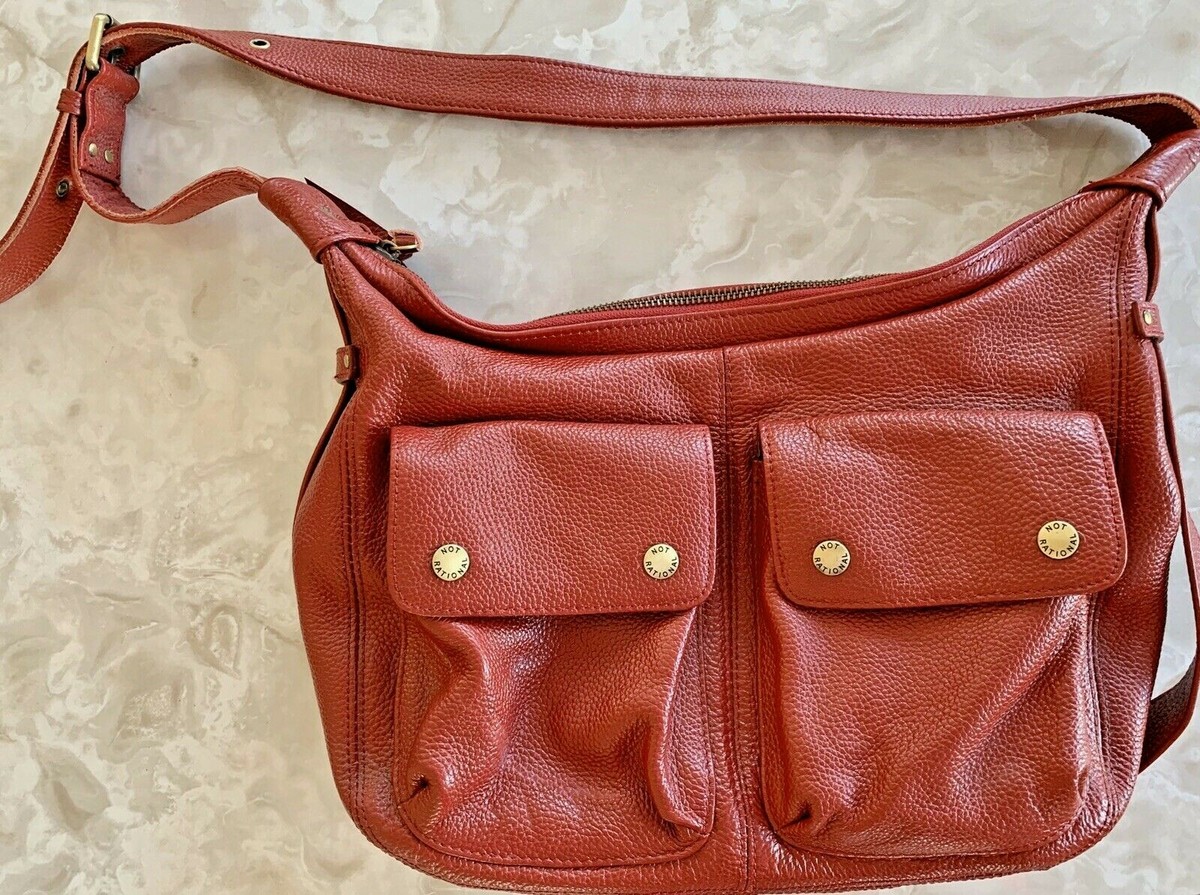 NOT RATIONAL Red Leather Shoulder Bag Diaper Bag NWOT Handbag