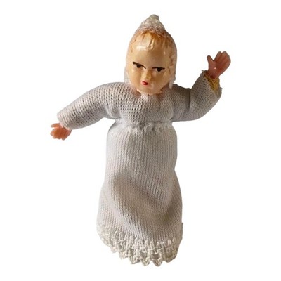Vintage German Caco Dollhouse Baby Doll 1960s Thread Wrapped Wire Bendable 1:12