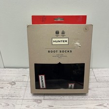 Hunter Original Tall Fleece Boot Socks Welly Black Large Women 8-10 Men 7-9