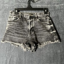 Pacsun Vintage High Rise Denim Shorts Size 27 Black Acid Wash Cut Off Festival