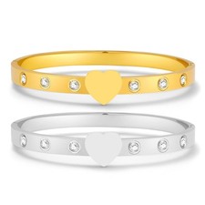 18 K Gold Plated Zircon Bangle Bracelet Stack Love Jewelry Set for Women Gift wi