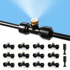 12 Pack Brass Mister Replacement Nozzles Tee and Plugs for 1/4" Tubing
