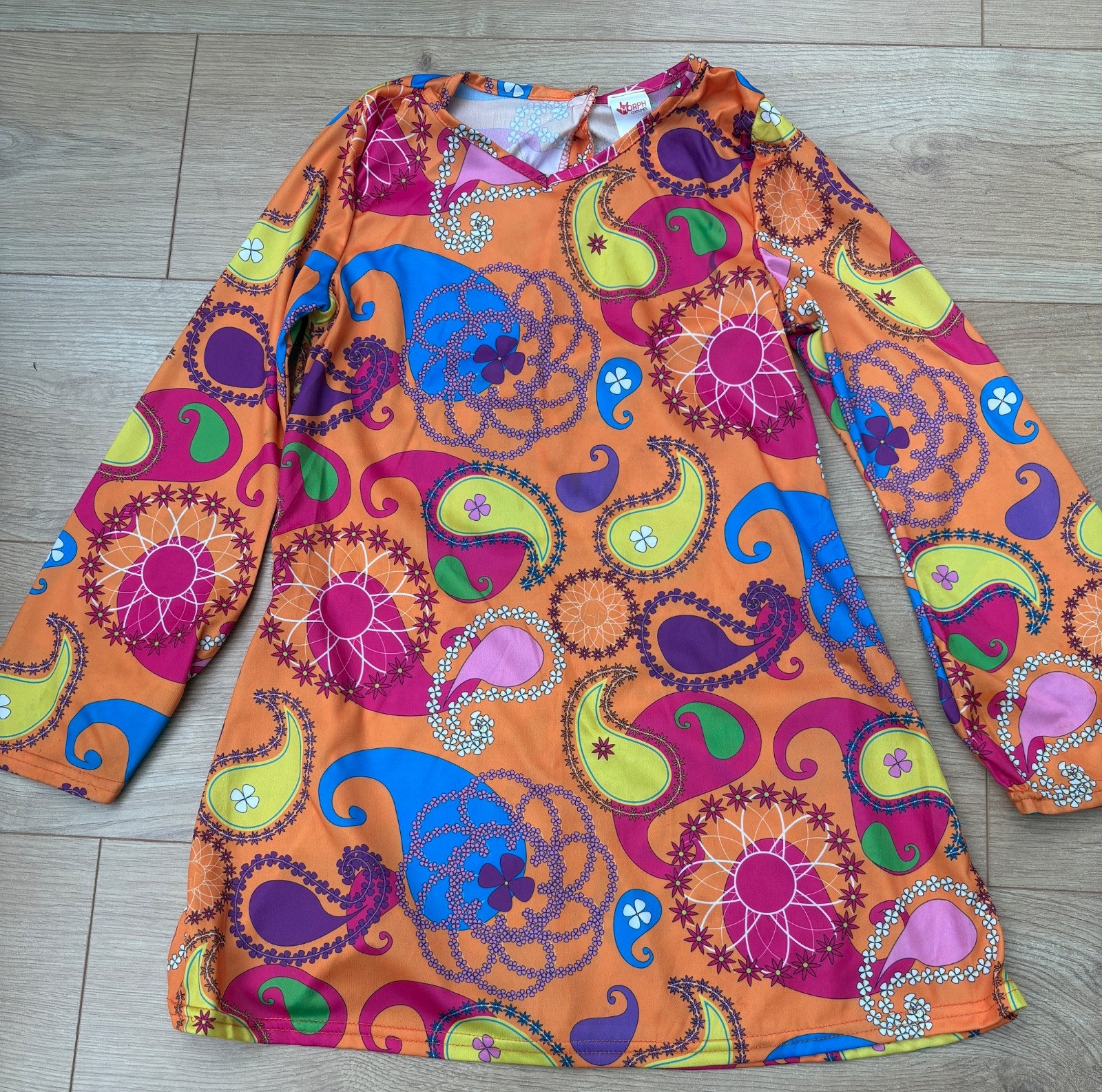 Disfraz de disfraz para niña hippie - Vestido, chaleco, diadema y fundas para piernas