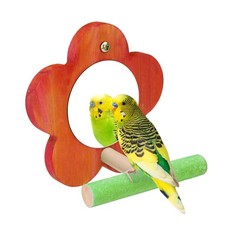 Hypeety Bird Mirror Toy with Perch Cage Standing Accessories Flower Shape