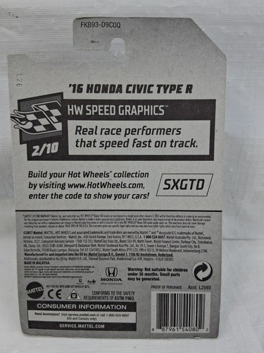 Hot Wheels 2018 Zamac 2016 Honda Civic Type R silber Die Cast - Bild 3 von 3