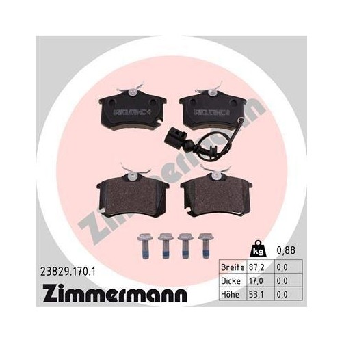Plaquettes Zimmermann 23829.170.1 anti poussière noire pour VAG