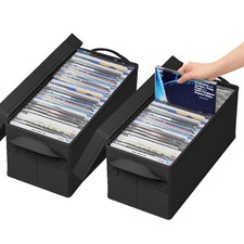 Aolawco 2er Pack DVD Aufbewahrungsbox, 40*20*15 CM 2 BOX, Schwarz DVD Box
