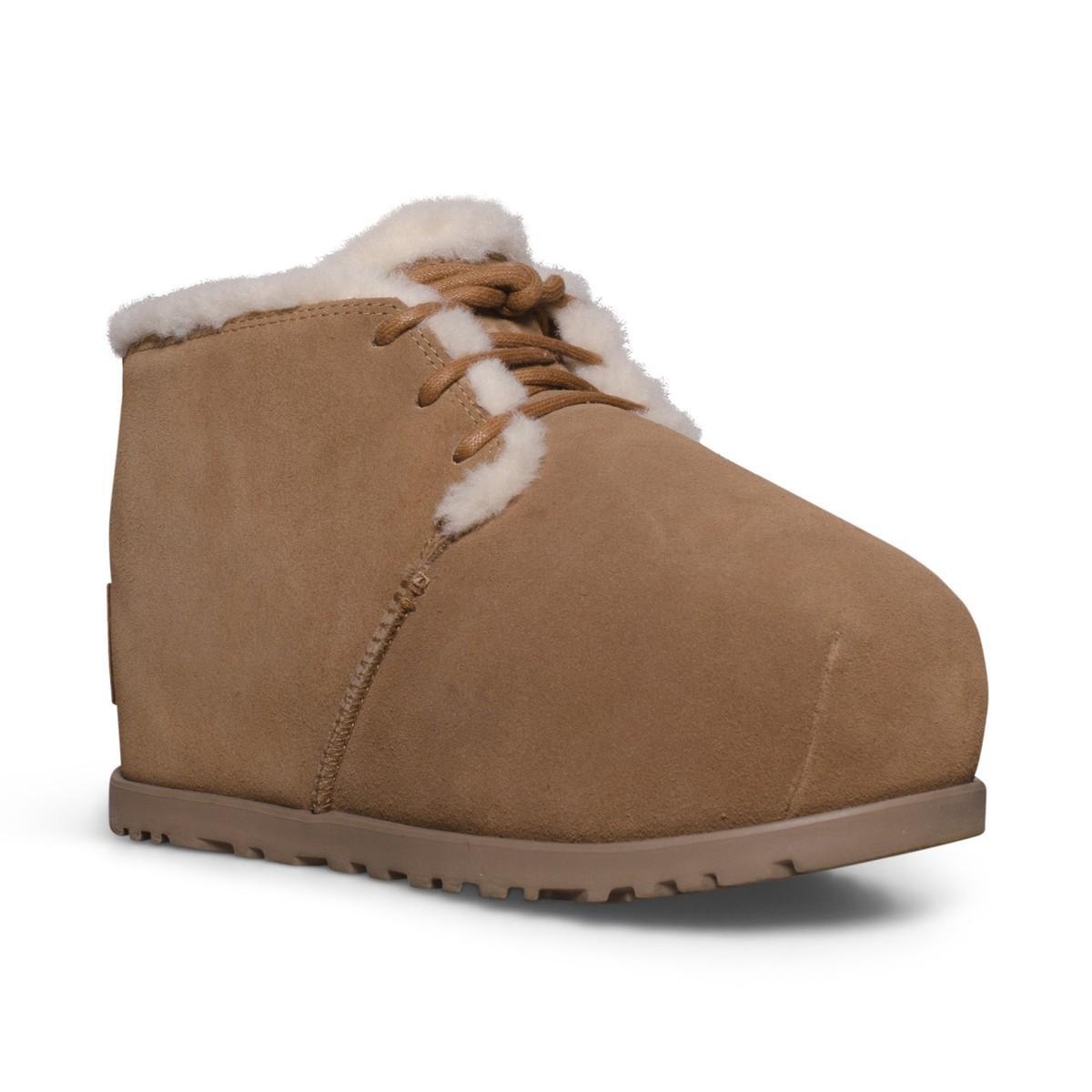 UGG PUMPED LACE UP CHESTNUT SUEDE COMFORT WOMEN'S SLIPPERS