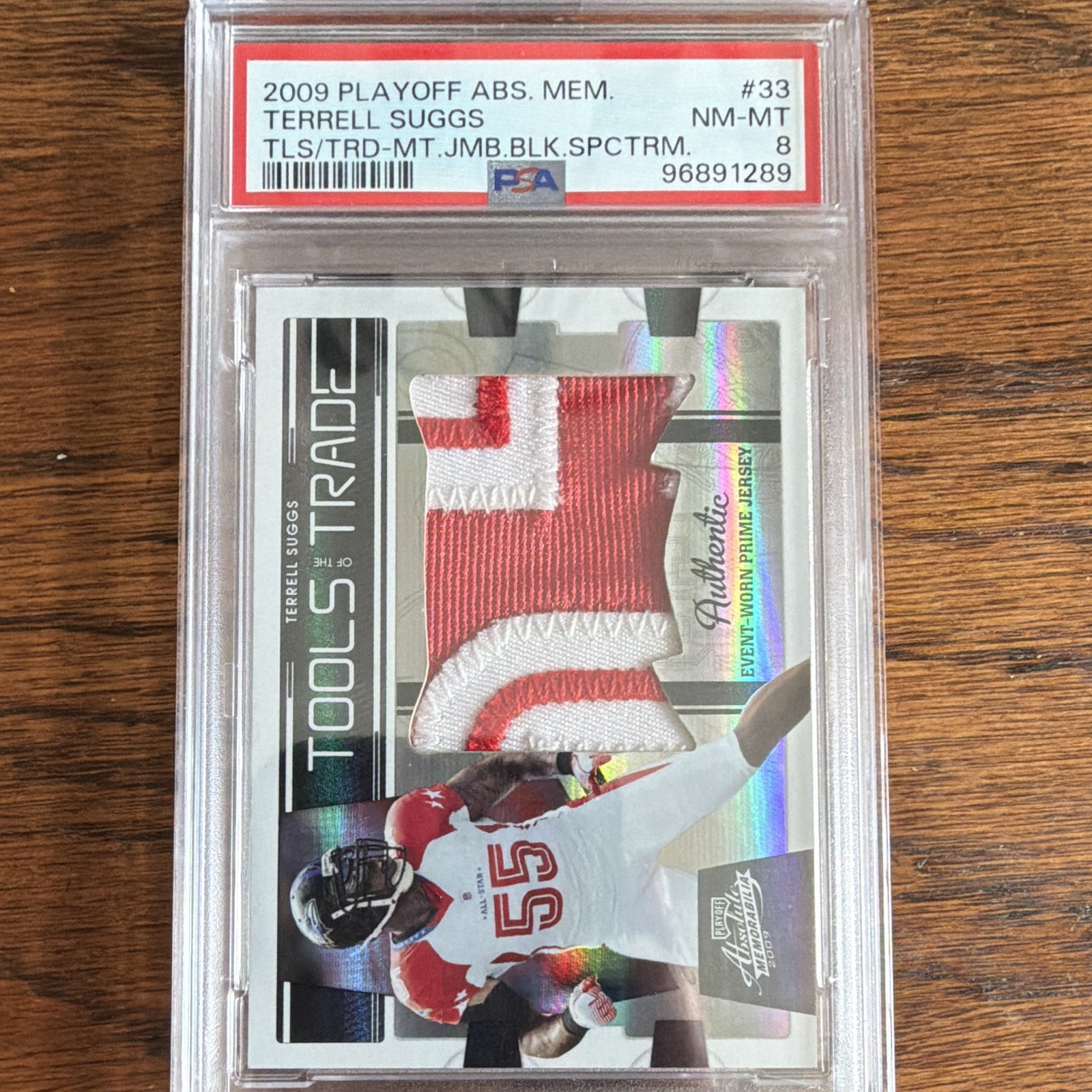 Playoff 2009 Absolute Terrell Suggs Ravens Tools Trade Jumbo Black /13 PSA 8