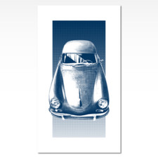 Halftone Porsche 356 Poster - Navy Blue