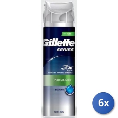 6x Bundle Gillette Series Rasierschaum Gel 200 Ml. Sensibel