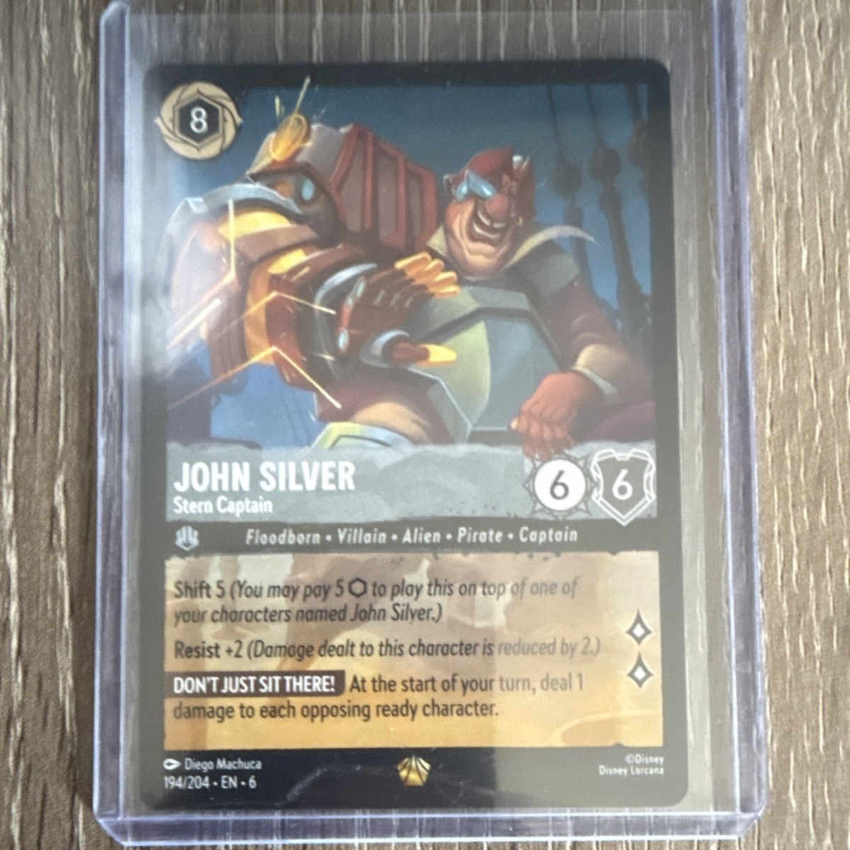 Disney Lorcana John Silver Stern Captain 194/204 6/6 Treasure Planet Card