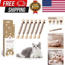 6 Pcs Natural Silvervine Sticks Cat Toys, Catmint Silvervine Blend Sticks, Ki...