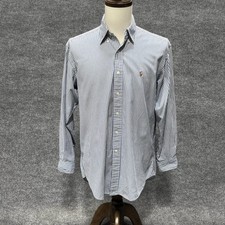 Ralph Lauren Yarmouth Shirt Mens 15.5 33 Blue Stripe Button Down Pony Logo