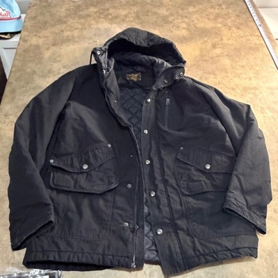 Burton Hooded Jacket Mens L Black Quilt Lined Utility Parka Chore Coat Workwear