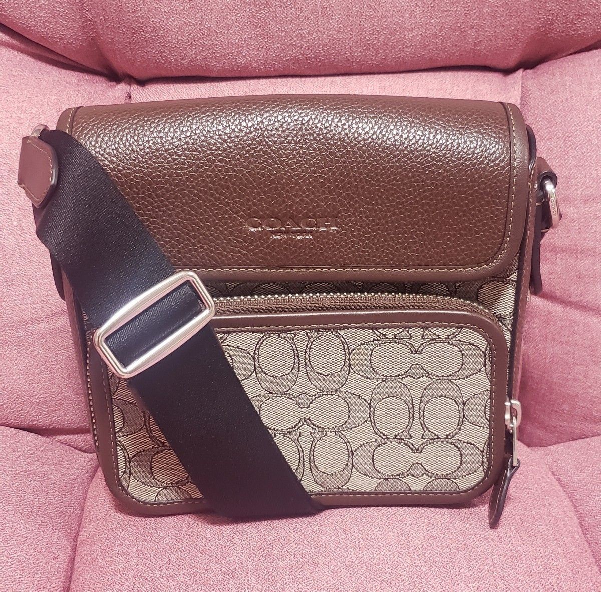 COACH Sullivan Flap Crossbody Shoulder Bag in Signature Brown Leather