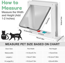 Cat Door- 4-Way Locking Option, Weatherproof  Secure Cat Flap with Easy Inst...