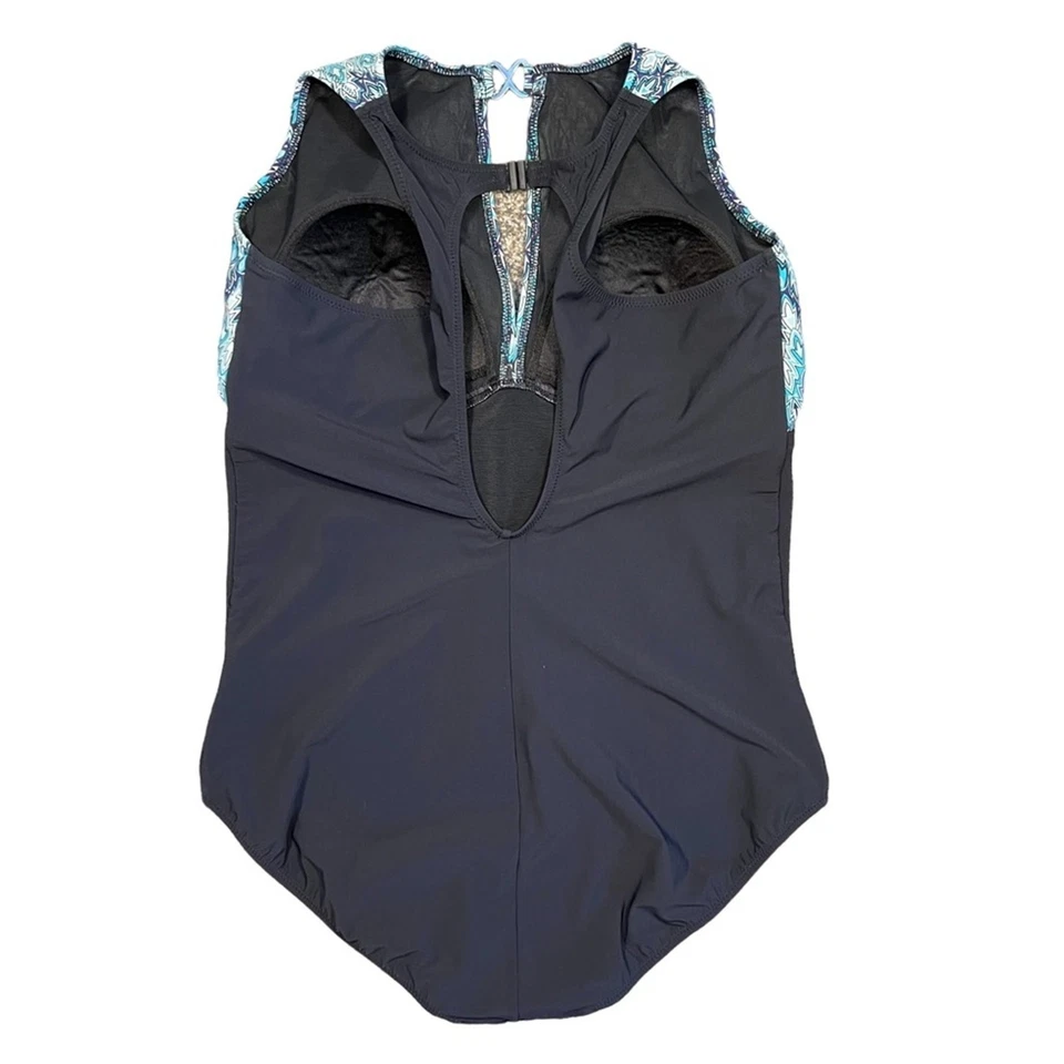 Profile by Gottex Blue Multi Abstract High-Neck One Piece Swimsuit Women Size 16 - Image 2 of 4