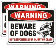 2 Pack Beware of Dog Sign Metal Aluminum Dog Warning Signs Reflective UV Prot  