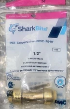 SharkBite 1/2 in. Brass Push-Connect Original Version Check Valve, UR2008-0000LF