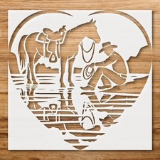 Cowboy Themed DIY Crafts Stencil for Rustic Home Decor - StencilAir