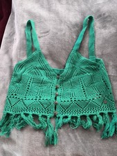 Desigual crochet top size L green