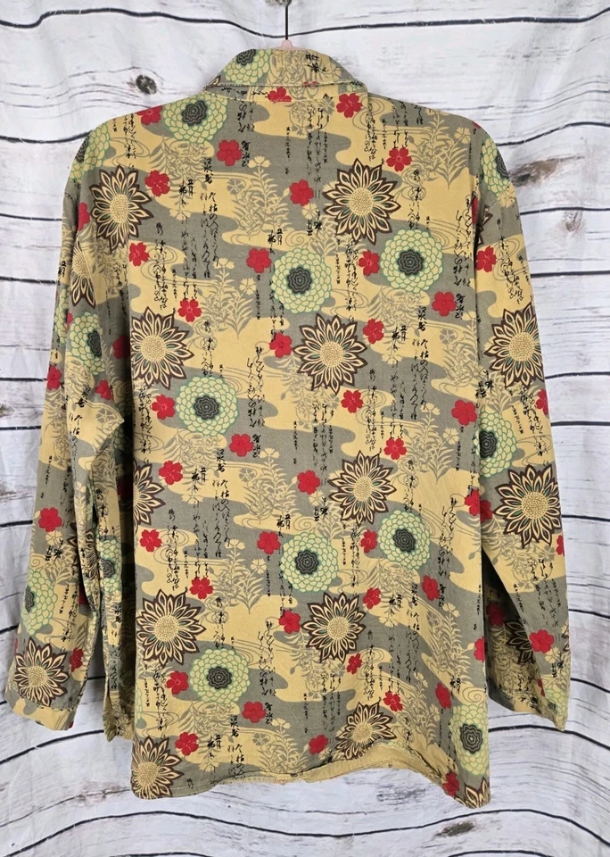 Camisa Blusa Top Tianello Floral Asiática Mediana Mezcla Tencel Abotonada Para Mujer Foto 4 de 4