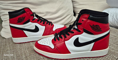 Nike Air Jordan 1 High Top Sneaker Rot/Weiß/Schwarz EU 46 555088-101 2014