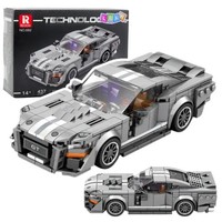 5905991088929 Zestaw Klocki Konstrukcyjne SamochóD GT500 Szary 476 El. Lean Toys