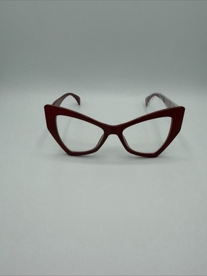 Brille ohne Korrektur Damen Bordeaux Cat Eye Oversize Neu V13