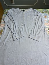 Lauren Ralph Lauren Embroidered Logo Blue White Sleep Shirt Nightgown