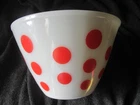 Fire King 10 Inch Polka Dot Bowl, Red Dots