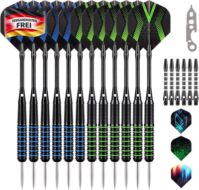 Dartpfeile Set Profi 12 Stück mit Aluminium Schaft Flights Orings für Turnier