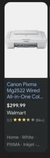Canon Pixma MG2522 All-in-One Color Inkjet USB Printer Scanner Copier White