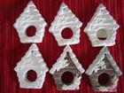 Plaster Ready to Paint 6 BIRD HOUSE Flat Christmas Ornaments Creative Crafts — photo 2
