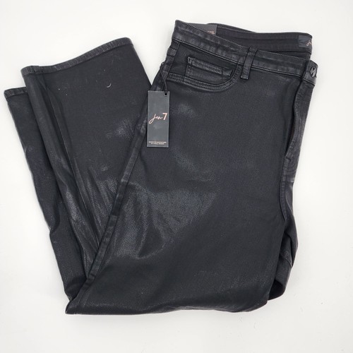 Jen 7 size 20 Coated Ankle Straight Jeans by 7 for All Mankind Black New - Picture 2 of 11